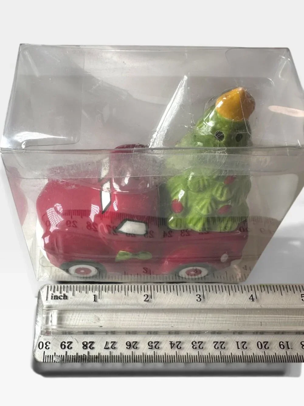 Sleigh Bell Bistro Red Truck & Christmas Tree Ceramic Salt & Pepper Shakers Hand